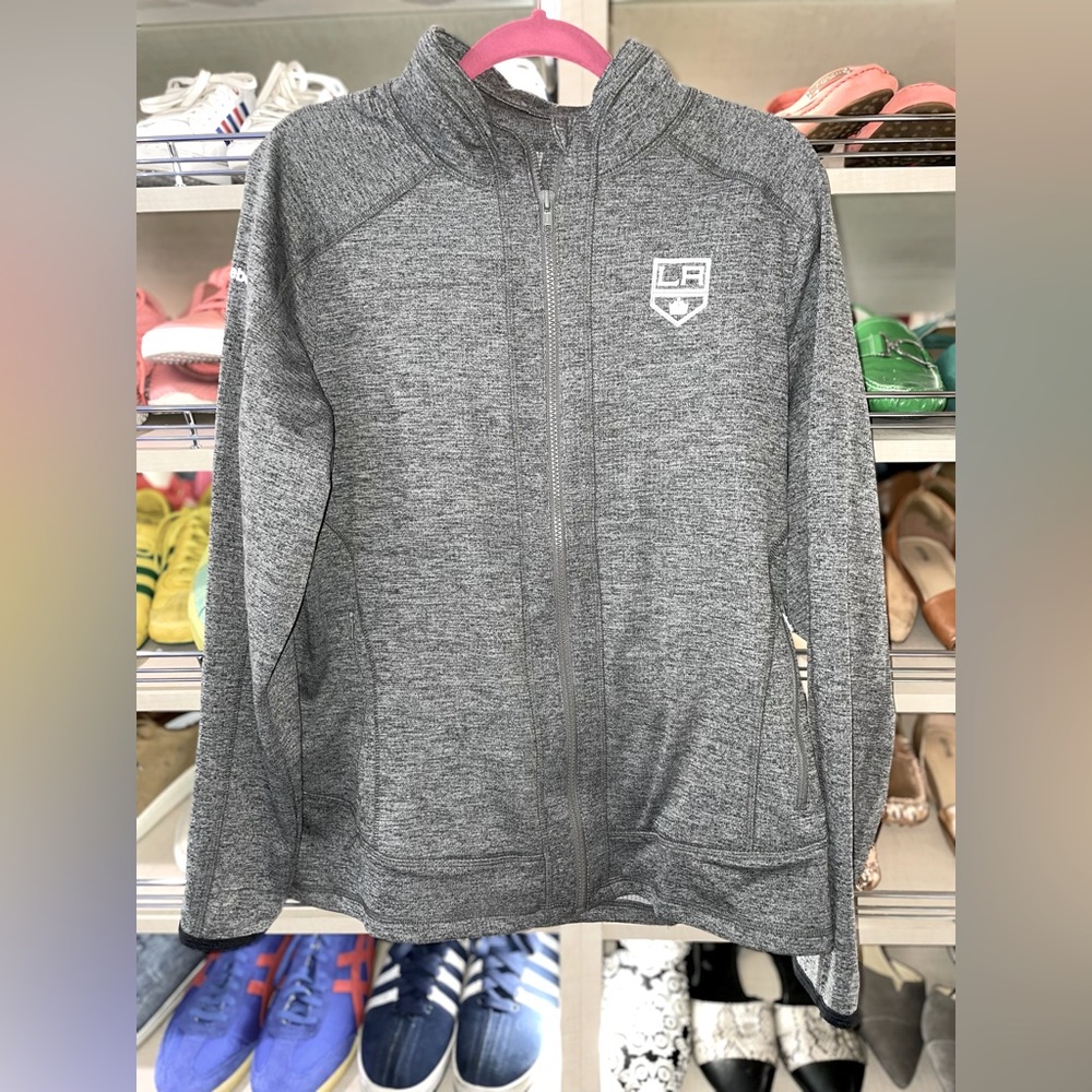 Los Angeles Kings Reebok Women's Balance Hockey Chic Full Zip Jacket - Charcoal